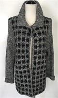 Women's Black & White Fleck Sweater Jacket, 1X