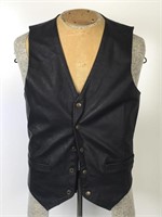 Mens Classic All Leather Motorcycle Vest, S-M