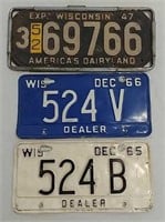 3 Wisconsin dealer and other WI license plates