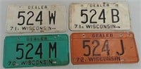 4 Wisconsin dealer license plates