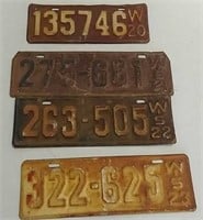4 Vintage license plates