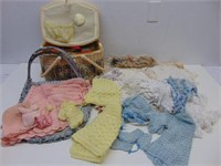 Sewing Basket & Doilies