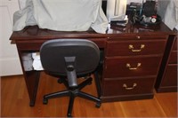 Desk, Chair, Filing Cabinet