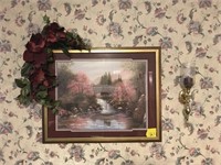 Wall Frame / Candle Wall Sconce / Floral Piece