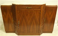 ART DECO MARBLE TOP CONSOLE CABINET