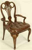 THEODORE ALEXANDER LEATHER SEAT ARMCHAIR