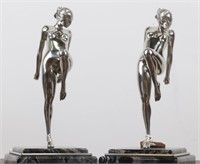 PAIR OF ART DECO STYLE CHROME PLATED DANCE FIGURES