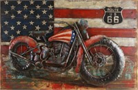 PRIMO "ROUTE 66 " MIXED MEDIA IRON WALL SCULPTURE