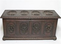 Continental Carved Walnut Cassone, Antique 17th C.
