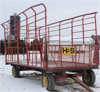 H & S 18’ steel side bale wagon