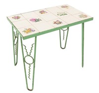 FRENCH MID-CENTURY MODERN IRON & TILE TABLE
