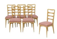 (6) MID-CENTURY MODERN LADDER BACK DINING CHAIRS