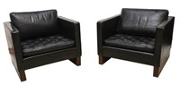 (2) MIES VAN DER ROHE FOR KNOLL LEATHER ARMCHAIRS