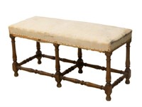 SPANISH BAROQUE STYLE UPHOLSTERED BENCH