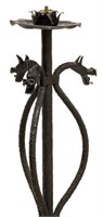GAUDI STYLE HAND FORGED IRON DRAGON CANDLE LAMP