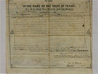 1848 TEXAS LAND GRANT, SIGNED GOVERNOR GEORGE WOOD