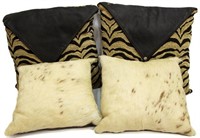 (4) DECORATIVE LEATHER & HIDE COVER THROW PILLOWS