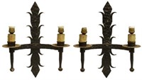 (2) SPANISH BAROQUE STYLE IRON 2-LT WALL SCONCES