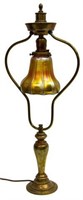 RMC CHICAGO HARP DESK LAMP W/ FAVRILE STYLE SHADE