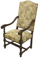 FRENCH LOUIS XIII STYLE HIGHBACK ARMCHAIR