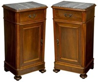 (2) ITALIAN MARBLE TOP BEDSIDE CABINETS