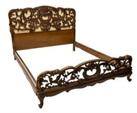 ITALIAN BAROQUE STYLE CARVED WALNUT BED
