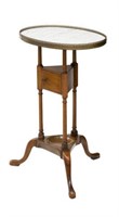 ANTIQUE GALLERIED MARBLE TOP & WALNUT SIDE TABLE