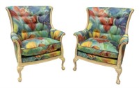 (2) AMERICAN BALL & CLAW UPHOLSTERED ARMCHAIRS