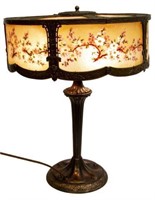 AMERICAN REVERSE PAINTED GILT METAL TABLE LAMP