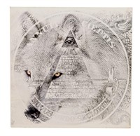 MIXED MEDIA PRINT ON BOARD, EYE OF PROVIDENCE