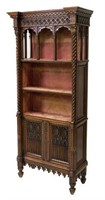FRENCH GOTHIC STYLE CARVED & ARCADED BOOKCASE