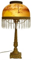 VICTORIAN STYLE REVERSE PAINTED TABLE LAMP