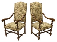 (PAIR) LOUIS XIII STYLE HIGHBACK ARM CHAIRS