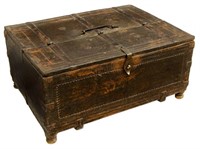 SPANISH WORK BOX WITH IRON STRAPPING 18TH/19TH C.