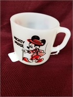 Mickey Mouse cup white glass