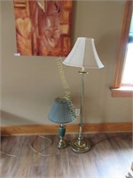 Brass floor lamp and table lamp