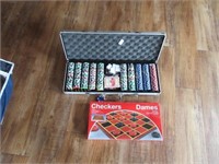 Checkers and poker chips