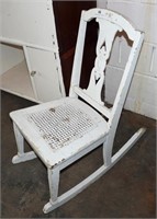White Rocking Chair w Cane Seat