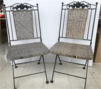 Wrought iron bistro chair pair