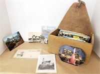 Vintage box with vintage postcards