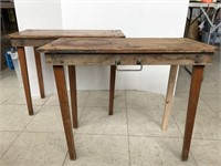 Antique wooden travel table pair
