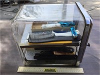 Glass Cabinet & Barber Items