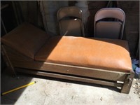 Wood Framed Leatherette Fainting Couch