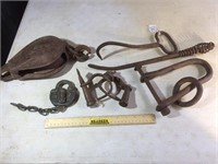Iron Pully, Paddle lock, & Other Items