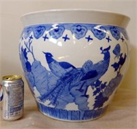 Vase chinois bleu et blanc, signé en chinois