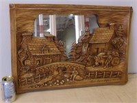 ‘’Village ancestral’’ bas relief en bois, dos en