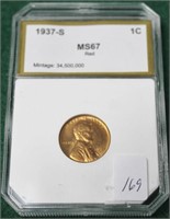 1937-S RED LINCOLN CENT PCI - MS67