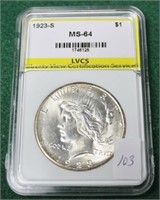 1923S PEACE DOLLAR LVCS MS64