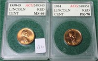 1958D, 1961 LINCOLN CENT RED