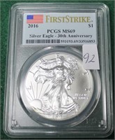 2016 SILVER EAGLE PCGS MS69 FIRST STRIKE